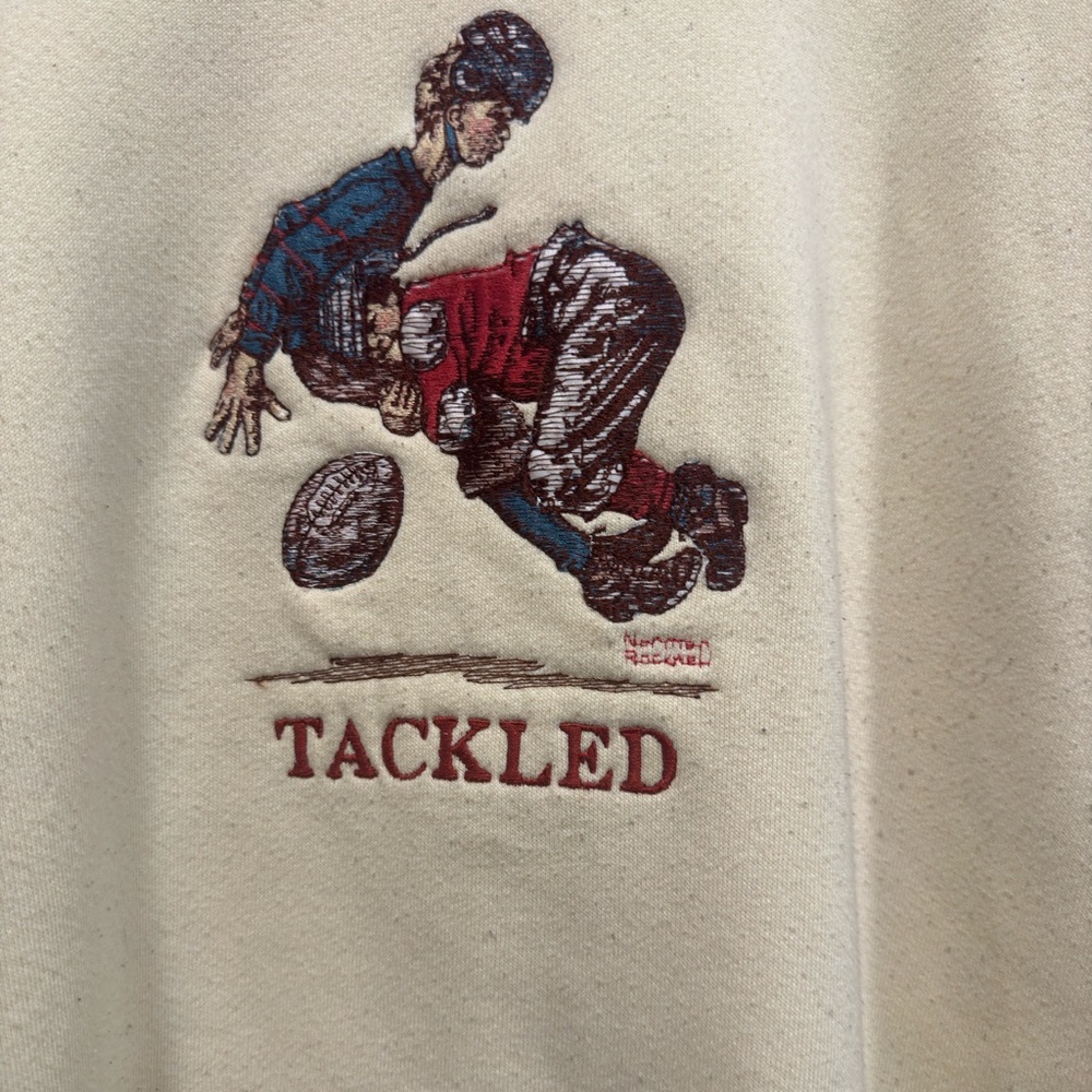 1980S NORMAN ROCKWELL TACKLED PULLOVER - Picture 5 of 6